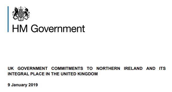 UK Government Commitments to NI and its Integral Place in the UK